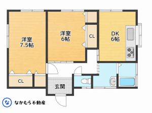 茂原市萱場、中古一戸建ての間取り画像です