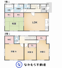 大網白里市池田、中古一戸建ての間取り画像です