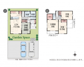 茂原市東郷、新築一戸建ての間取り画像です