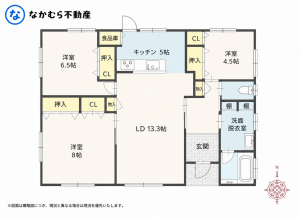 茂原市木崎、中古一戸建ての間取り画像です