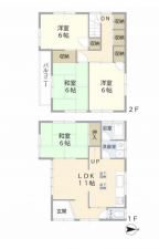 大網白里市南飯塚、中古一戸建ての間取り画像です