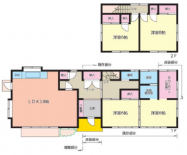 茂原市東郷、中古一戸建ての間取り画像です