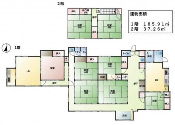 茂原市石神、中古一戸建ての間取り画像です
