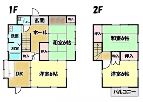 大網白里市南今泉、中古一戸建ての間取り画像です
