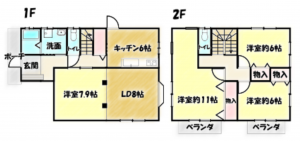 大網白里市大網、中古一戸建ての間取り画像です