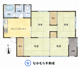 茂原市千町、中古一戸建ての間取り画像です