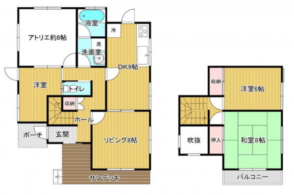 茂原市緑ケ丘、中古一戸建ての間取り画像です