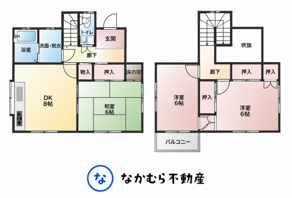 大網白里市南横川、中古一戸建ての間取り画像です