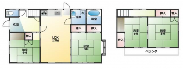 茂原市下永吉、中古一戸建ての間取り画像です