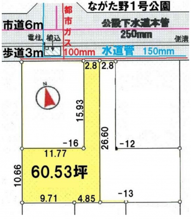 大網白里市ながた野、土地の間取り画像です