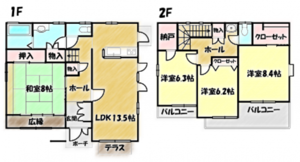 大網白里市みどりが丘、中古一戸建ての間取り画像です