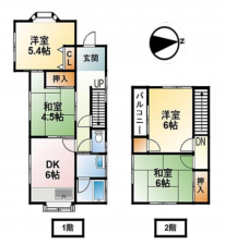 大網白里市木崎、中古一戸建ての間取り画像です