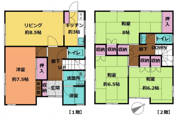 大網白里市四天木、中古一戸建ての間取り画像です