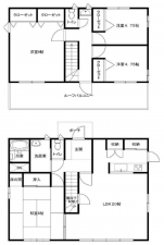 大網白里市南横川、中古一戸建ての間取り画像です