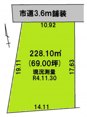 大網白里市北飯塚、土地の間取り画像です