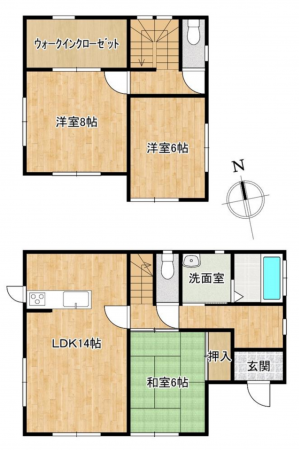 茂原市木崎、中古一戸建ての間取り画像です