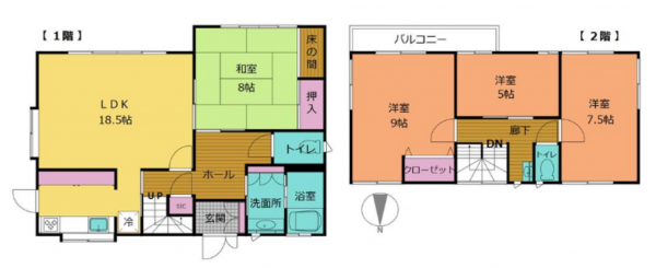 茂原市緑ケ丘、中古一戸建ての間取り画像です