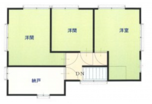 茂原市渋谷、中古一戸建ての間取り画像です
