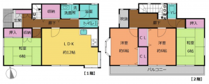 茂原市東郷、中古一戸建ての間取り画像です