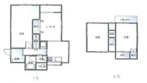 茂原市東郷、中古一戸建ての間取り画像です