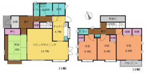 大網白里市ながた野、中古一戸建ての間取り画像です