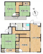 茂原市新小轡、中古一戸建ての間取り画像です