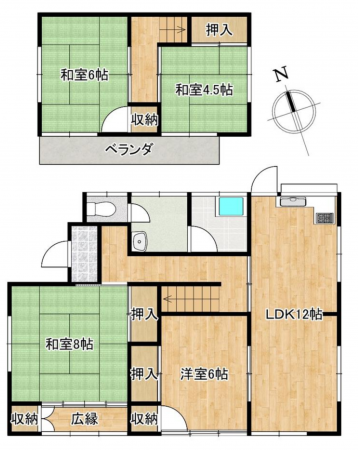 茂原市新小轡、中古一戸建ての間取り画像です