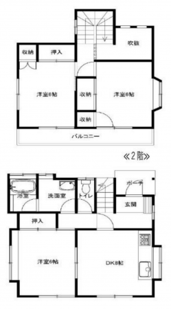 大網白里市南横川、中古一戸建ての間取り画像です