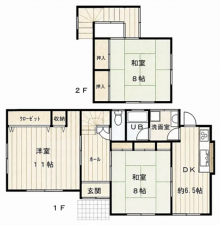 茂原市六ツ野、中古一戸建ての間取り画像です