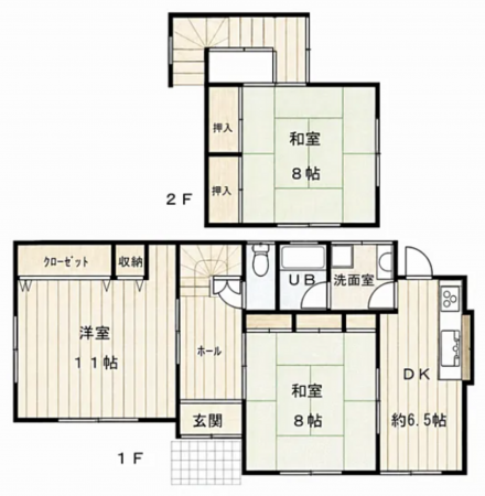 茂原市六ツ野、中古一戸建ての間取り画像です