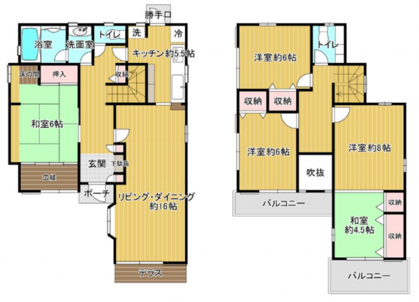 東金市田間、中古一戸建ての間取り画像です