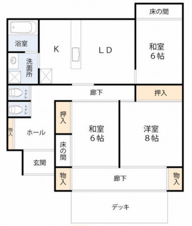 東金市一之袋、中古一戸建ての間取り画像です