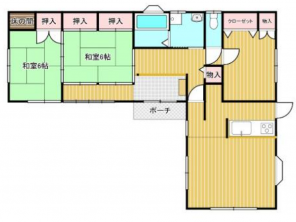 大網白里市南横川、中古一戸建ての間取り画像です