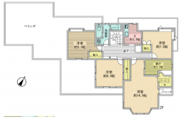 東金市滝、中古一戸建ての間取り画像です