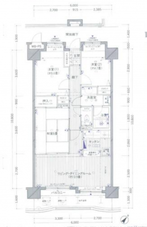東金市田間、中古マンションの間取り画像です
