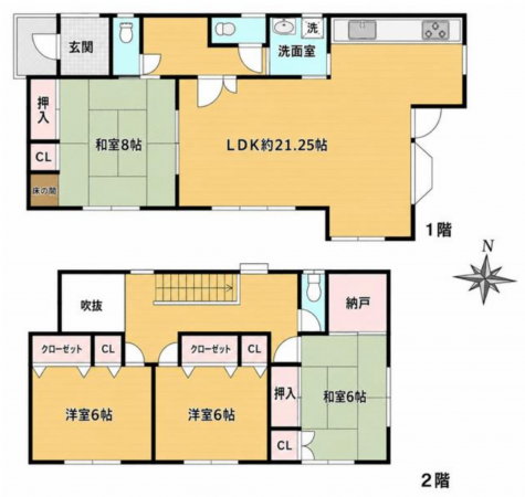 茂原市上茂原、中古一戸建ての間取り画像です