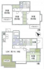 東金市求名、中古一戸建ての間取り画像です