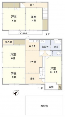 東金市田間、中古一戸建ての間取り画像です