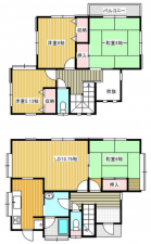東金市道庭、中古一戸建ての間取り画像です