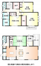 東金市家徳、中古一戸建ての間取り画像です