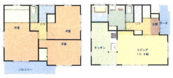 東金市求名、中古一戸建ての間取り画像です