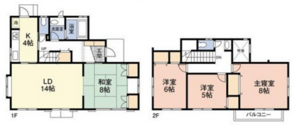 東金市季美の森東、中古一戸建ての間取り画像です