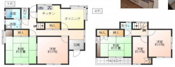 東金市大沼田、中古一戸建ての間取り画像です