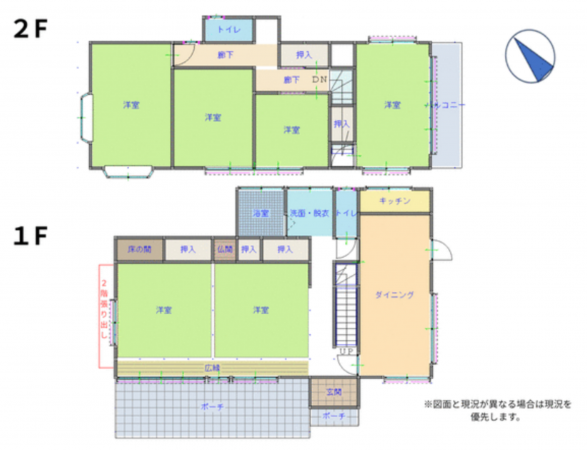 東金市家之子、中古一戸建ての間取り画像です