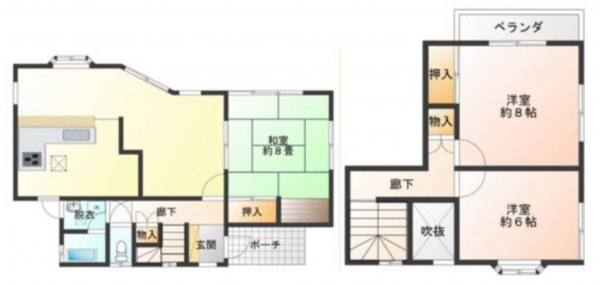 大網白里市四天木、中古一戸建ての間取り画像です