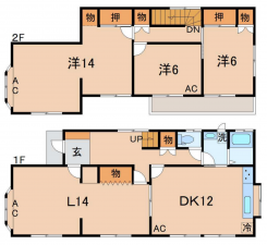 大網白里市細草、中古一戸建ての間取り画像です