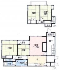 茂原市中の島町、中古一戸建ての間取り画像です