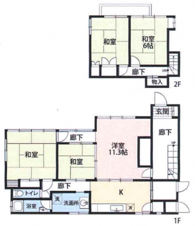茂原市中の島町、中古一戸建ての間取り画像です