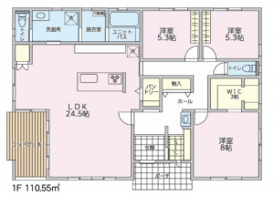 東金市下谷、中古一戸建ての間取り画像です