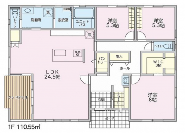 東金市下谷、中古一戸建ての間取り画像です